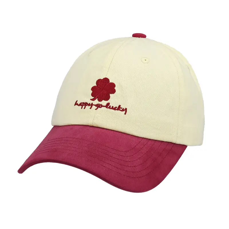 Lucky Four-Leaf Clover Baseball Cap Red Black - Image 3