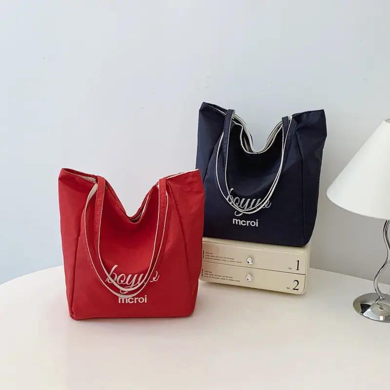 Red White Striped Korean Style Tote Bag Large Capacity - Image 8