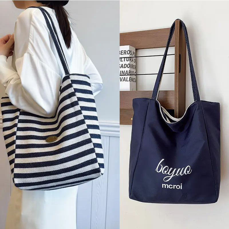 Red White Striped Korean Style Tote Bag Large Capacity — feature 2