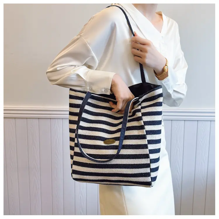 Red White Striped Korean Style Tote Bag Large Capacity — feature 20