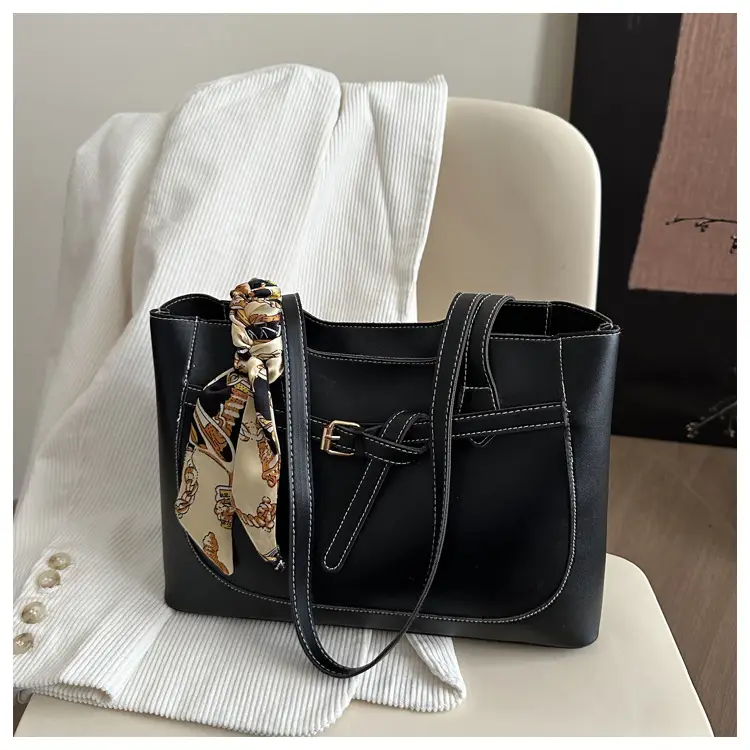 Women Brown Leather Tote Bag with Silk Strap 2025 — feature 9