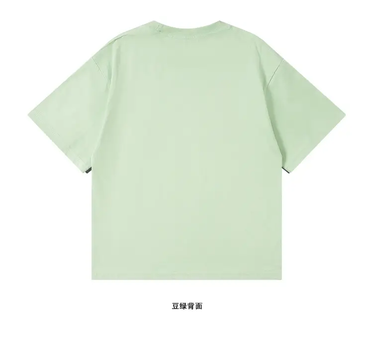 Kids Cotton T-Shirt Green Yellow Black Loose Summer Casual — feature 11