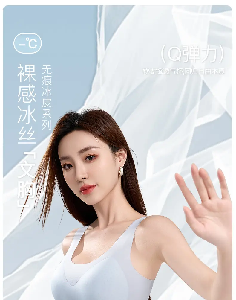 Summer New Ultra-thin Ice Silk Traceless Underwear Small Chest Large Gathering Rimless Vest Beautiful Back Bra — feature 1