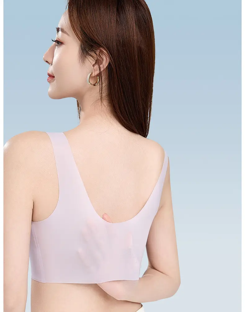 Summer New Ultra-thin Ice Silk Traceless Underwear Small Chest Large Gathering Rimless Vest Beautiful Back Bra — feature 21