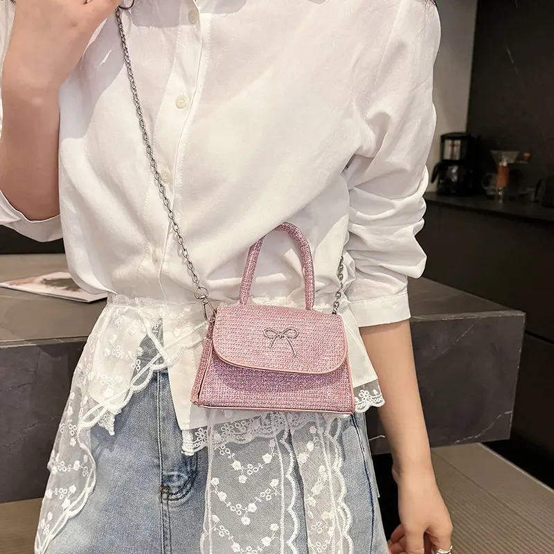 2025 New Bow Silk Shoulder Crossbody Bag Silver - Image 8