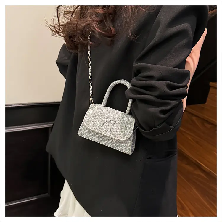 2025 New Bow Silk Shoulder Crossbody Bag Silver — feature 26