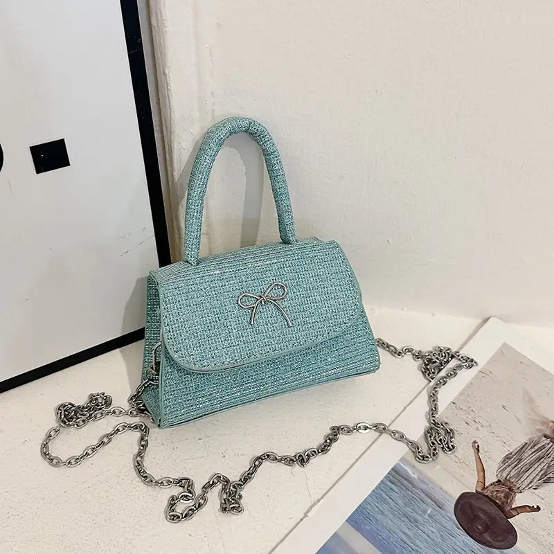 2025 New Bow Silk Shoulder Crossbody Bag Silver - Image 2