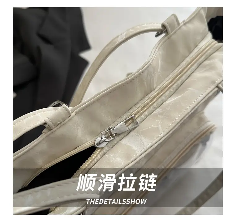 Women's Transparent Pocket Tote Bag Cream Large Capacity — feature 4