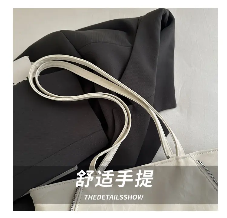 Women's Transparent Pocket Tote Bag Cream Large Capacity — feature 5