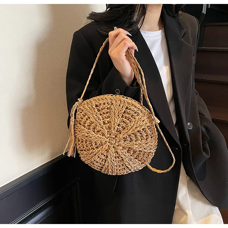 Woven Straw Shoulder Bag for Girls Beach Travel Luggage — feature 13