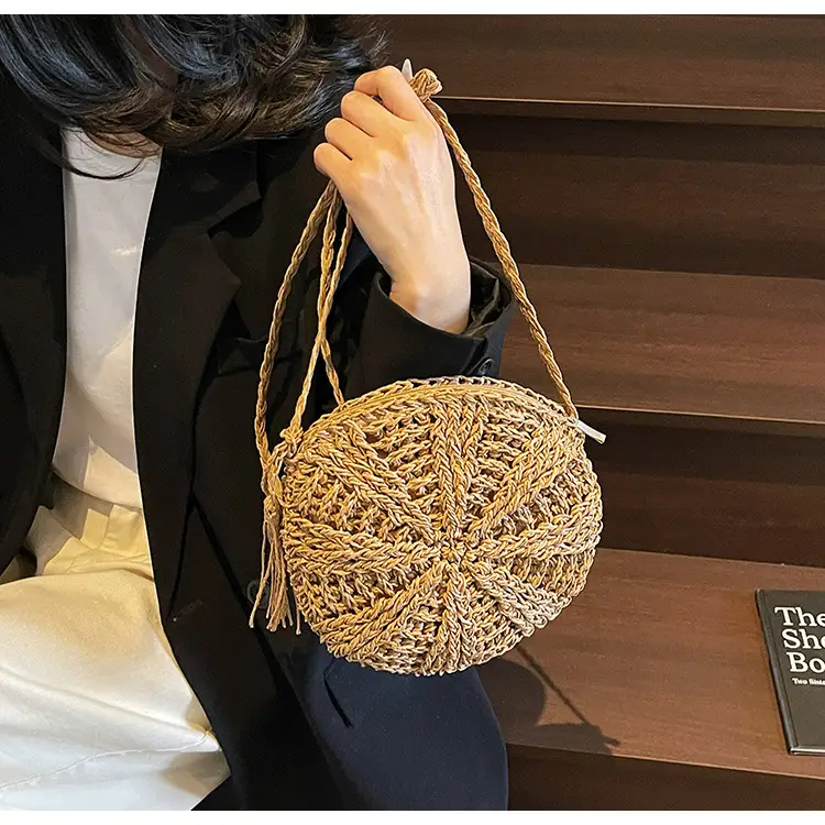 Woven Straw Shoulder Bag for Girls Beach Travel Luggage — feature 14
