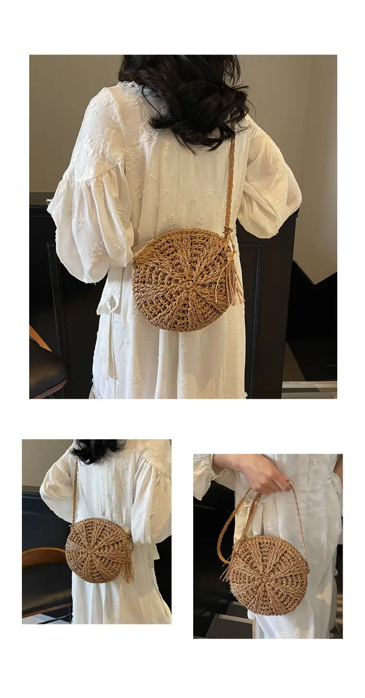 Woven Straw Shoulder Bag for Girls Beach Travel Luggage — feature 23