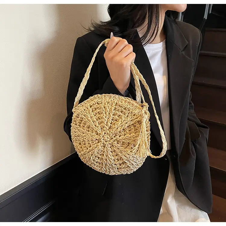 Woven Straw Shoulder Bag for Girls Beach Travel Luggage — feature 9