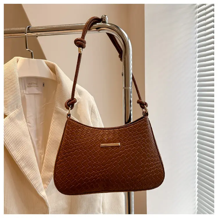 Women's Elegant Brown Shoulder Bag with Leather Texture — feature 25