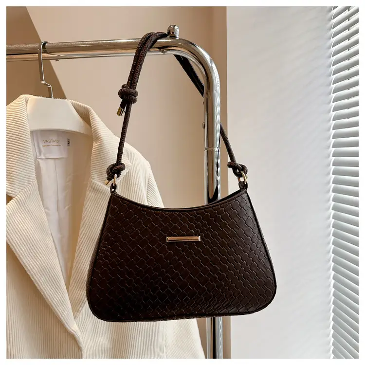 Women's Elegant Brown Shoulder Bag with Leather Texture — feature 28