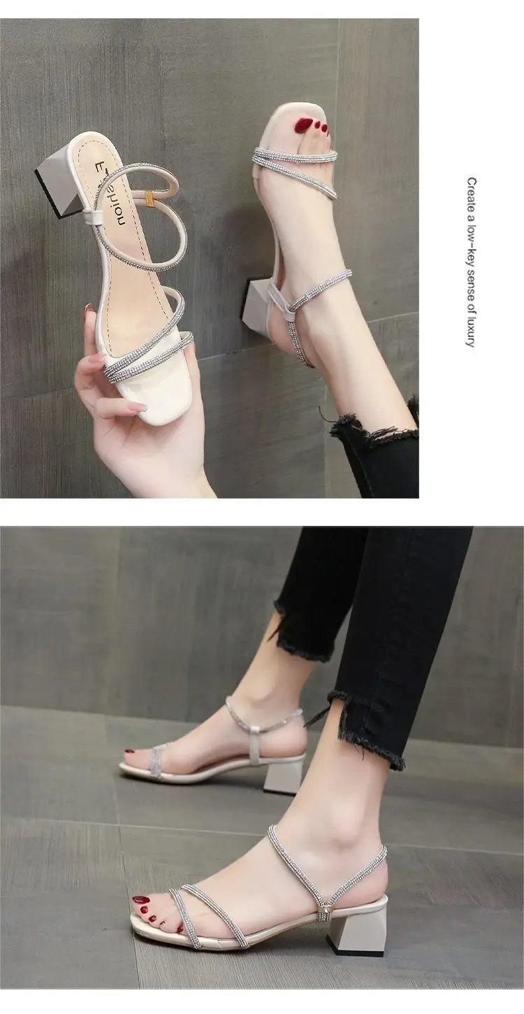 Fairy Style Rhinestone Roman Heels 2025 Women — feature 3