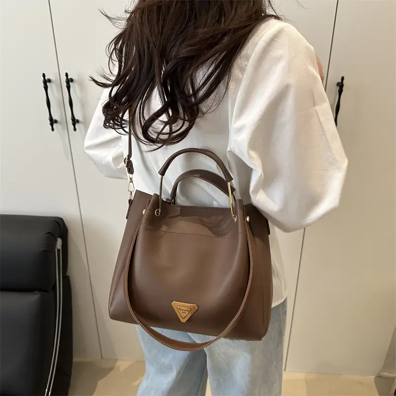 Women's 2025 New Arrival Bucket Bag Beige Leather - Image 7