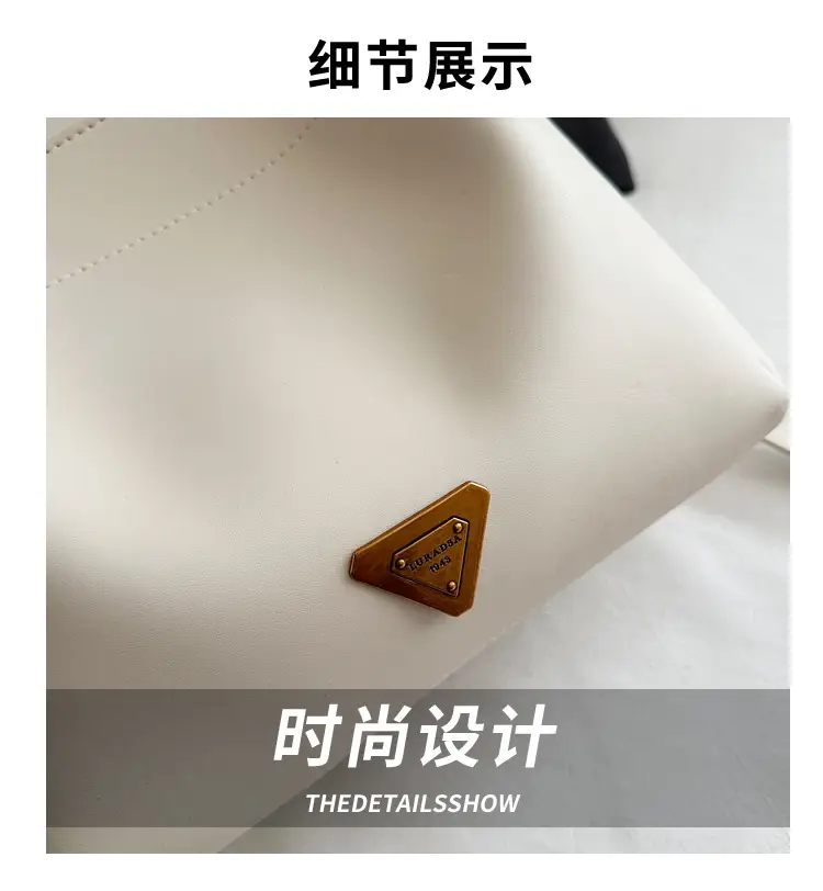 Women's 2025 New Arrival Bucket Bag Beige Leather — feature 3