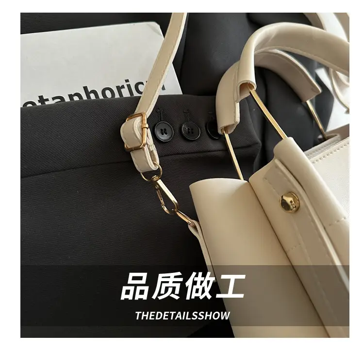 Women's 2025 New Arrival Bucket Bag Beige Leather — feature 5