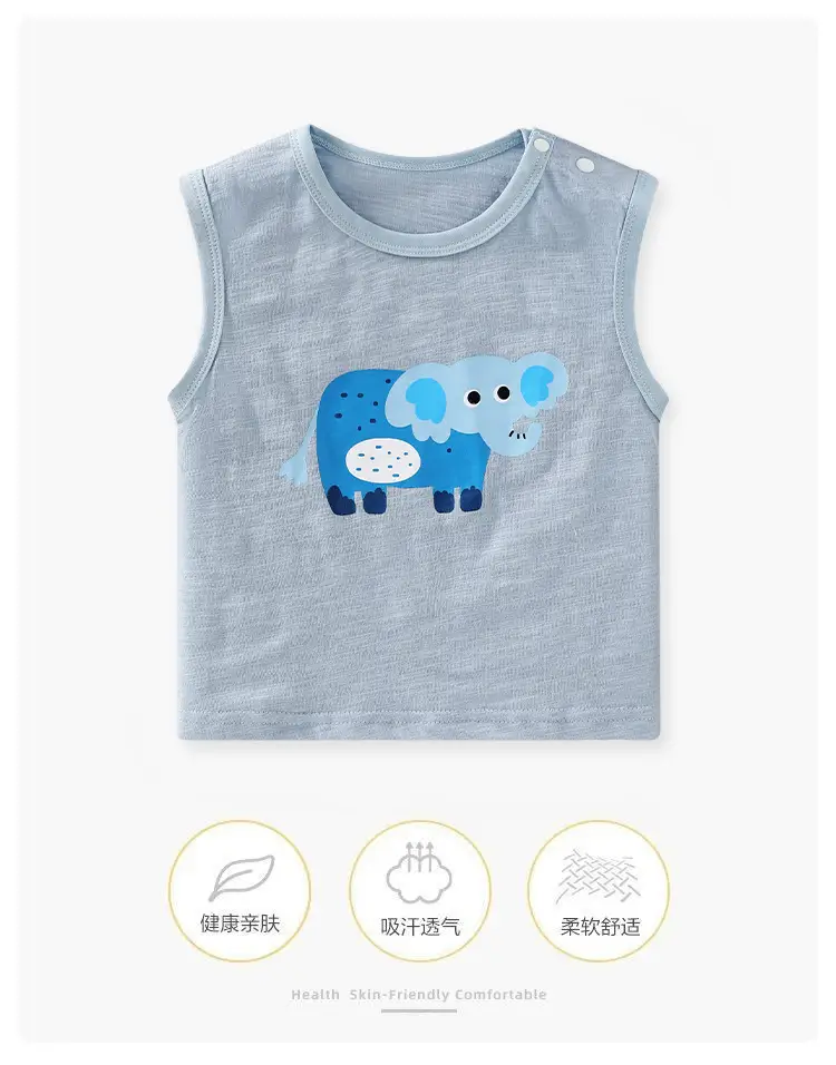 Baby Printed Sleeveless T-Shirt Summer Vest for Boys Girls — feature 2