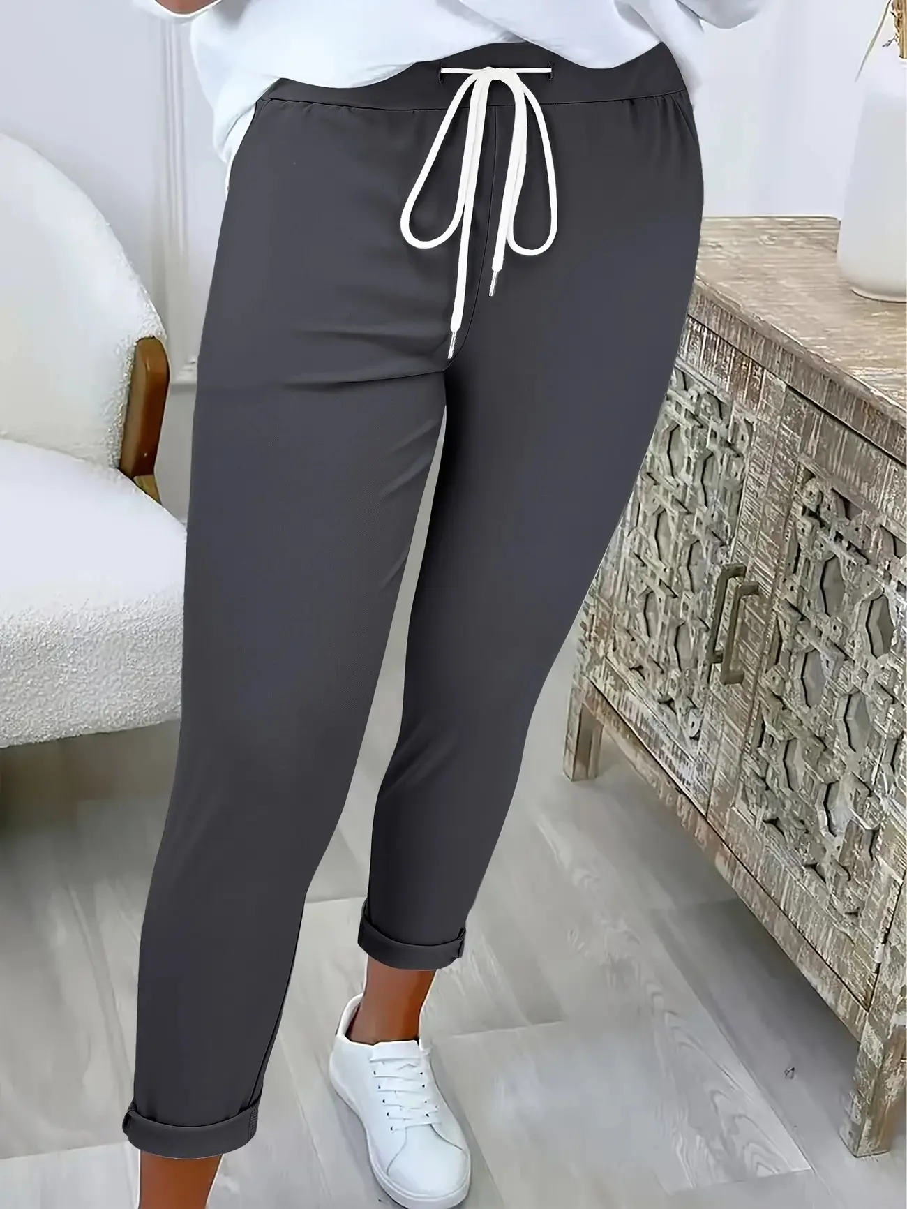 2025 Black Cotton Jogger Pants with Drawstring Waist — feature 4
