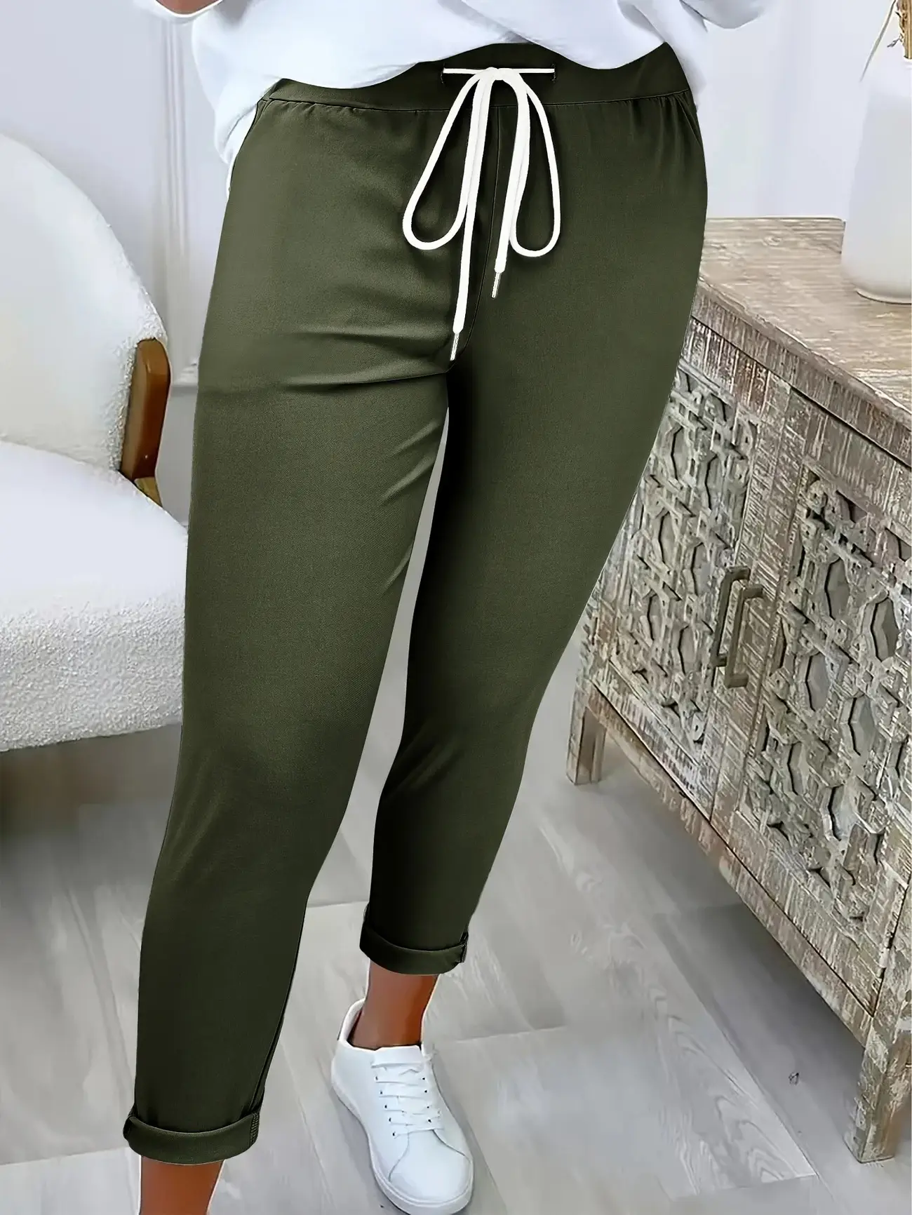 2025 Black Cotton Jogger Pants with Drawstring Waist