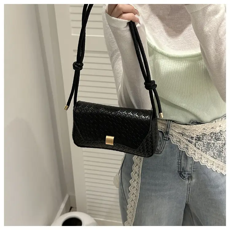 White Croc Quilted Women's Shoulder Bag with Tassel — feature 10