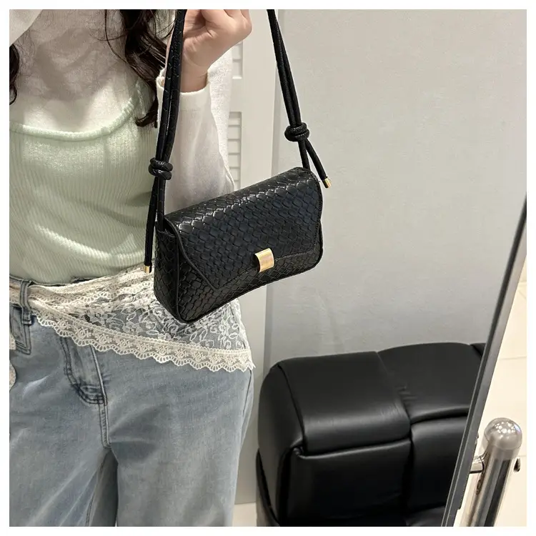 White Croc Quilted Women's Shoulder Bag with Tassel — feature 8
