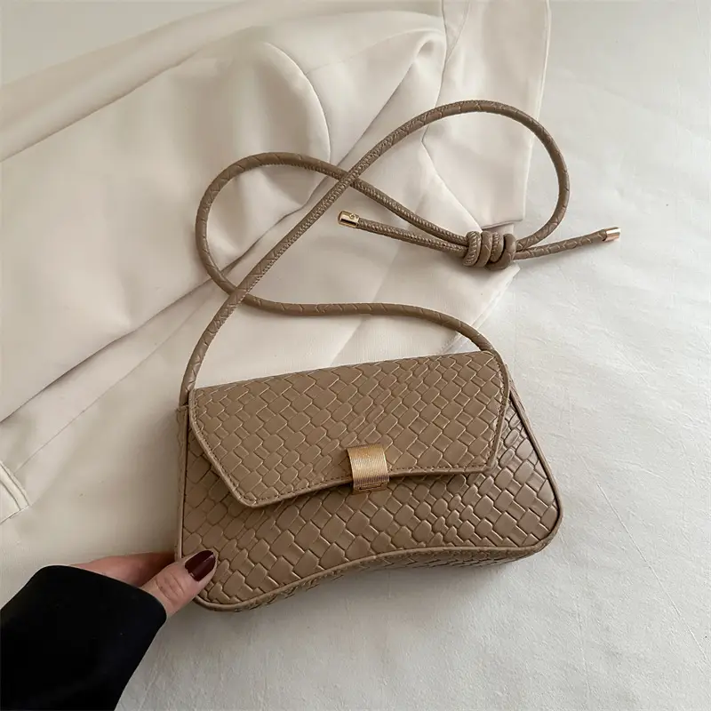 White Croc Quilted Women's Shoulder Bag with Tassel - Image 4