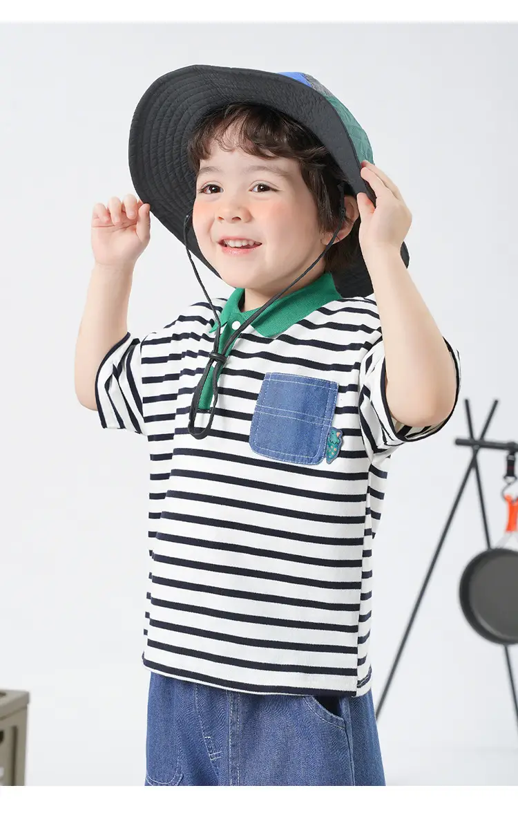Boys T-Shirt Striped Cool Hat Summer Kids — feature 17