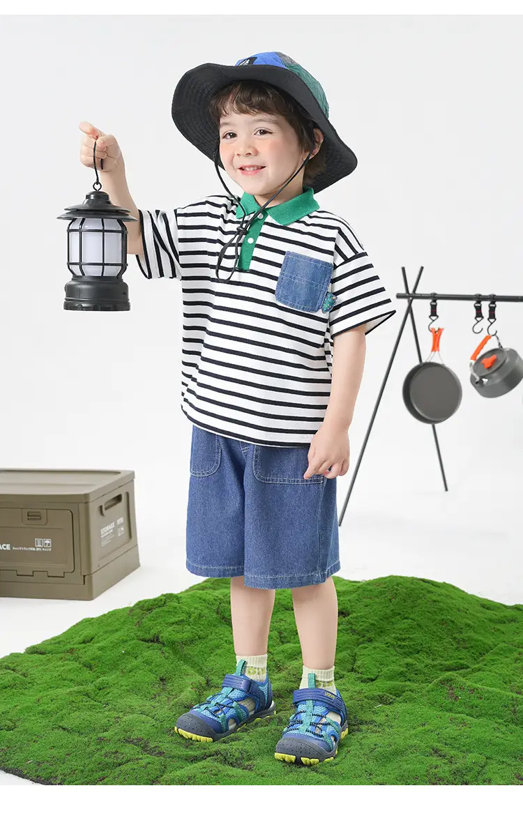 Boys T-Shirt Striped Cool Hat Summer Kids — feature 19