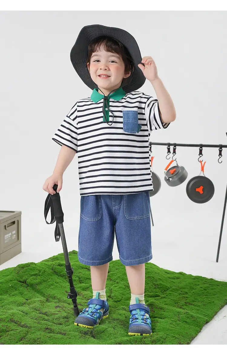 Boys T-Shirt Striped Cool Hat Summer Kids — feature 20