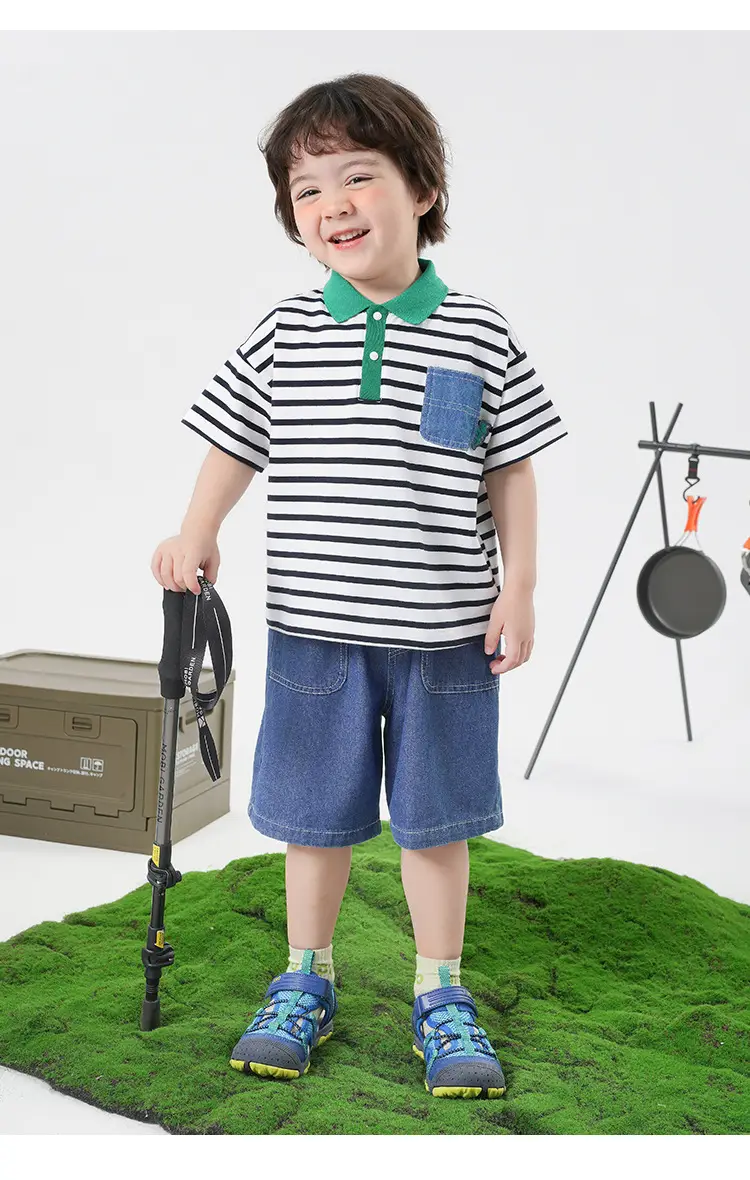 Boys T-Shirt Striped Cool Hat Summer Kids — feature 22