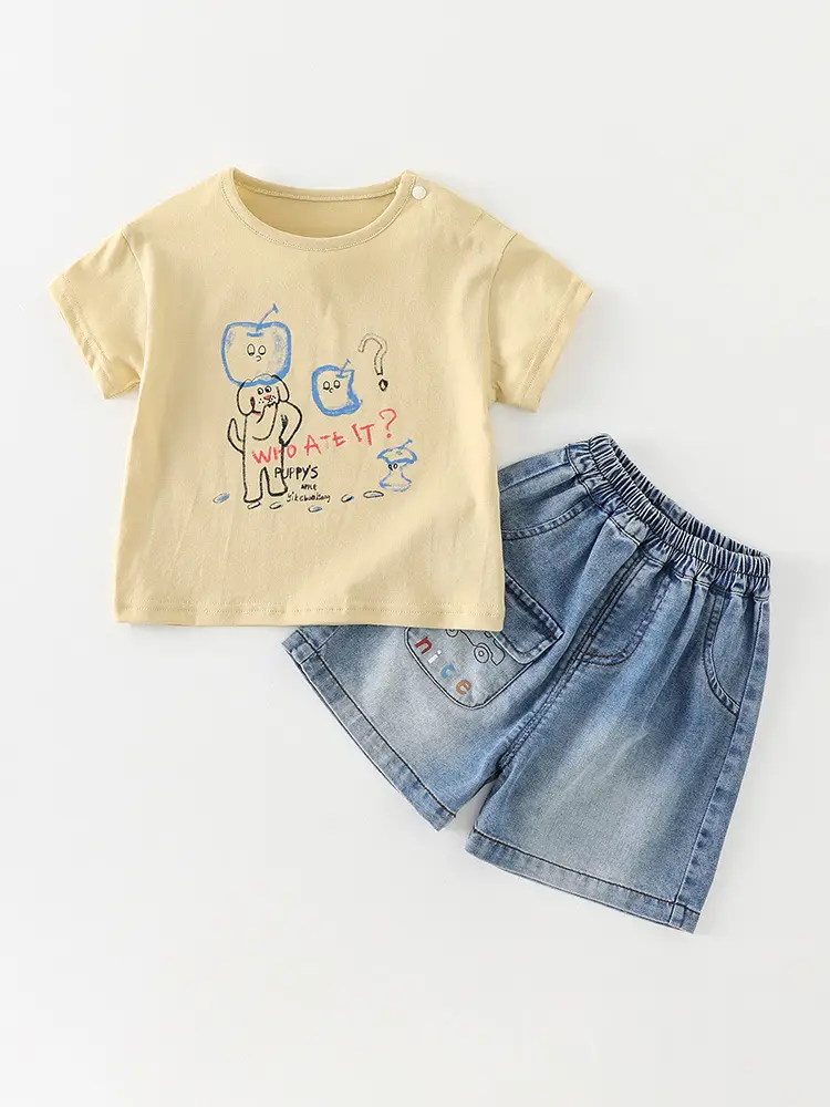 Baby T-Shirt Yellow Cat Print 2026 Summer - Image 4