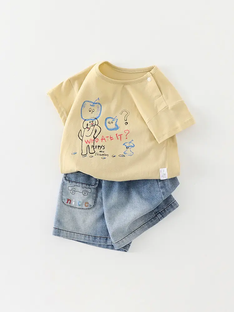 Baby T-Shirt Yellow Cat Print 2026 Summer - Image 5