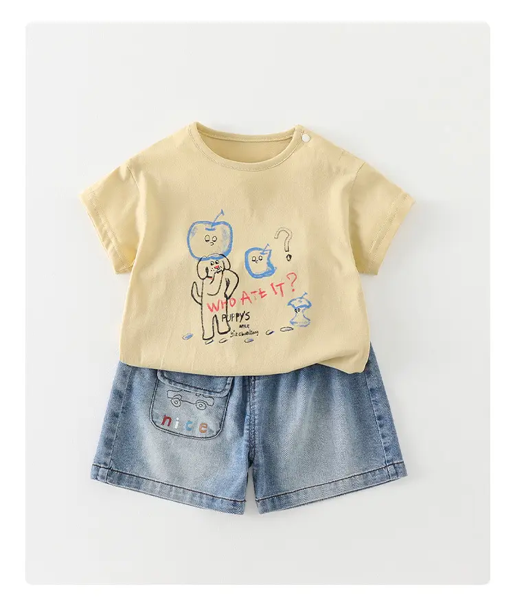 Baby T-Shirt Yellow Cat Print 2026 Summer — feature 11