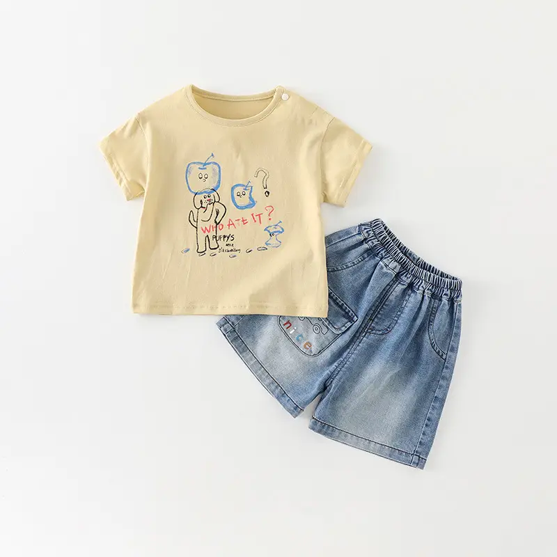 Baby T-Shirt Yellow Cat Print 2026 Summer - Image 2