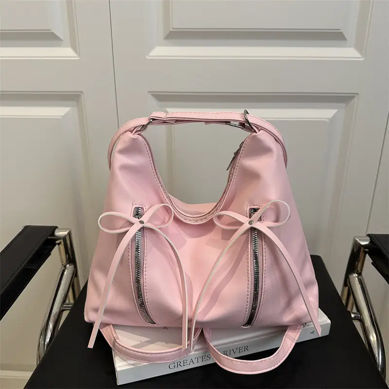 Silver Women's Large Capacity Bow Decor Shoulder Bag - Image 7