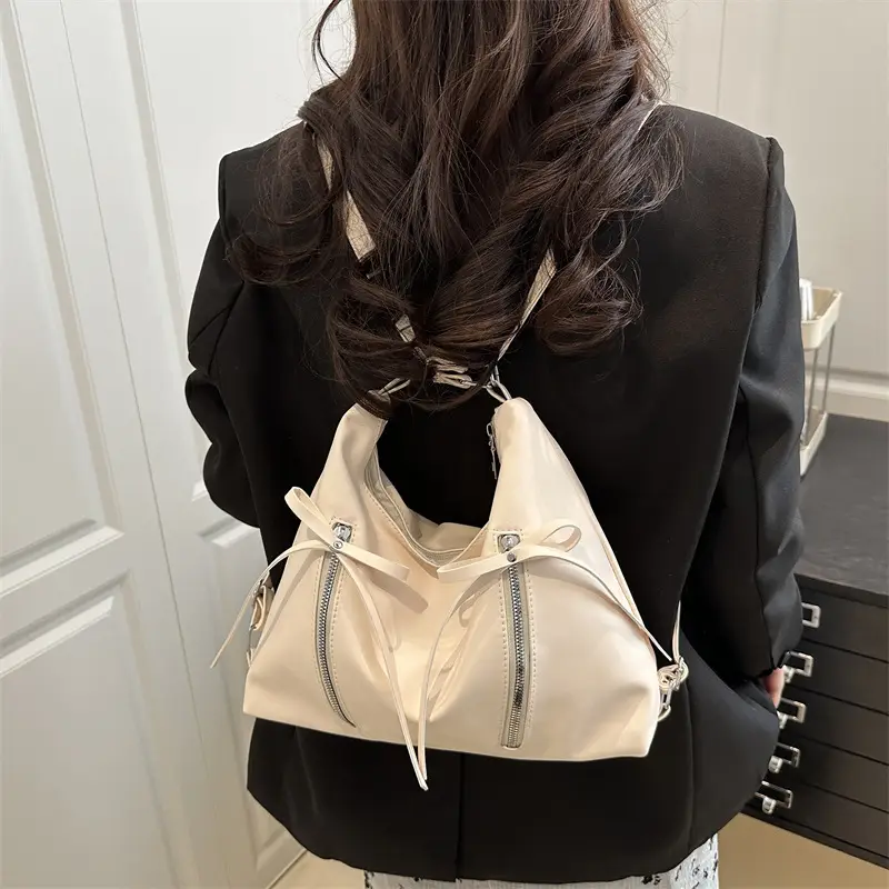 Silver Women's Large Capacity Bow Decor Shoulder Bag - Image 8
