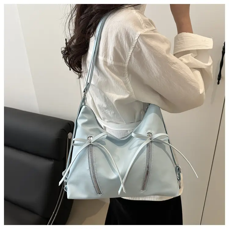 Silver Women's Large Capacity Bow Decor Shoulder Bag — feature 12