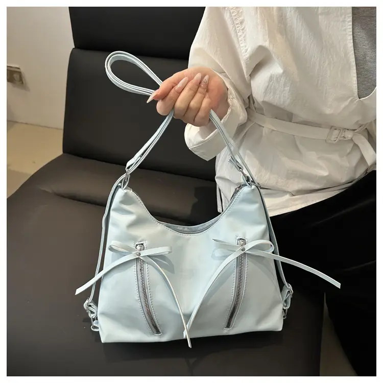 Silver Women's Large Capacity Bow Decor Shoulder Bag — feature 13