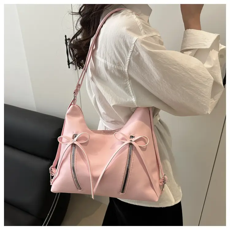 Silver Women's Large Capacity Bow Decor Shoulder Bag — feature 16
