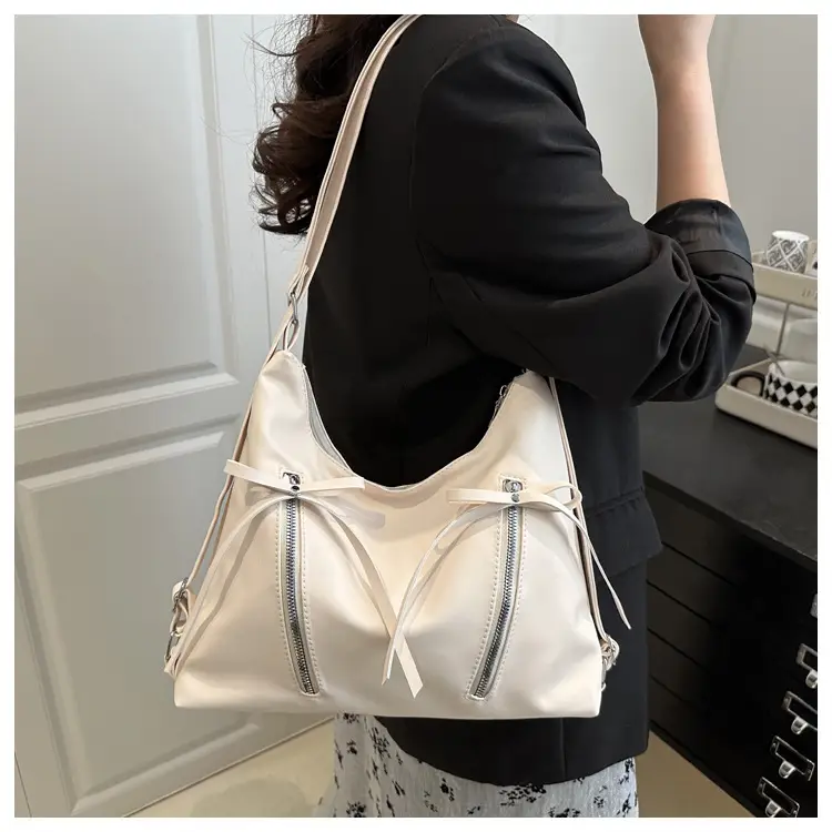 Silver Women's Large Capacity Bow Decor Shoulder Bag — feature 18