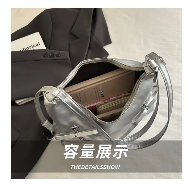 Silver Women's Large Capacity Bow Decor Shoulder Bag — feature 6