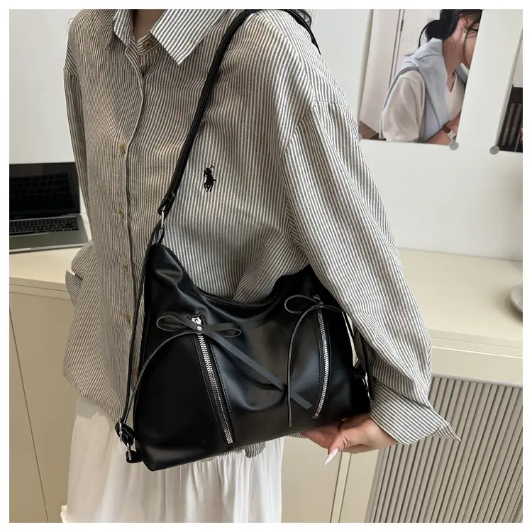 Silver Women's Large Capacity Bow Decor Shoulder Bag — feature 9