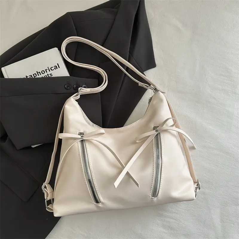 Silver Women's Large Capacity Bow Decor Shoulder Bag - Image 2