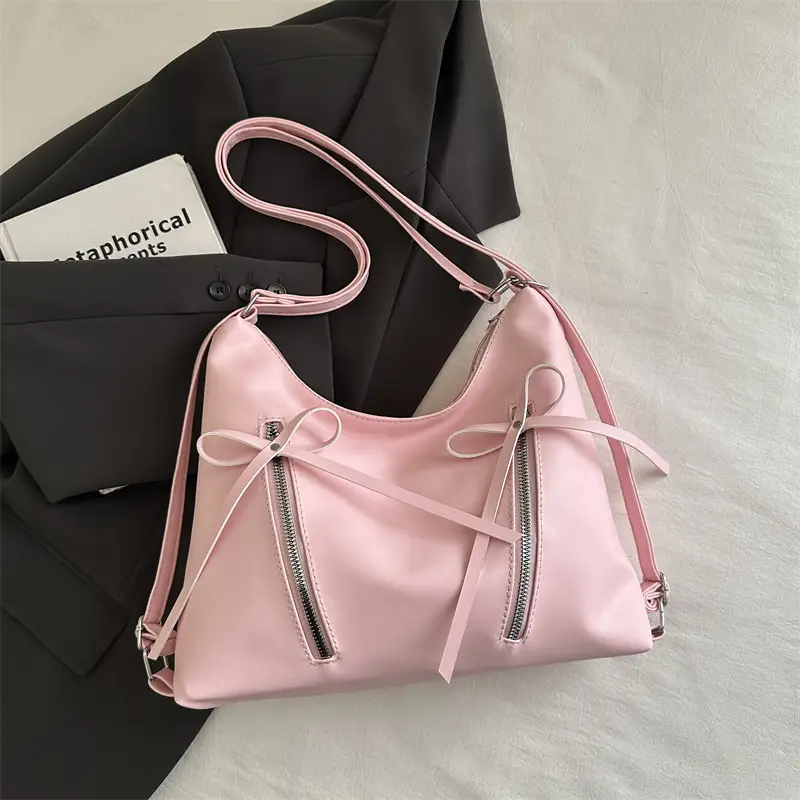 Silver Women's Large Capacity Bow Decor Shoulder Bag - Image 3