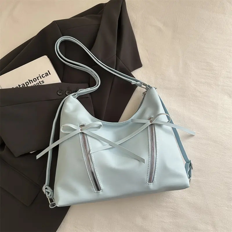 Silver Women's Large Capacity Bow Decor Shoulder Bag - Image 5