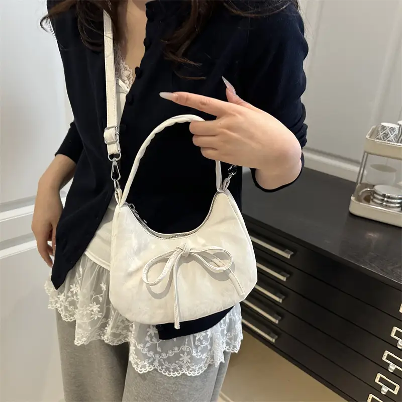 Light Blue Bow Shoulder Bag for Women - Image 7