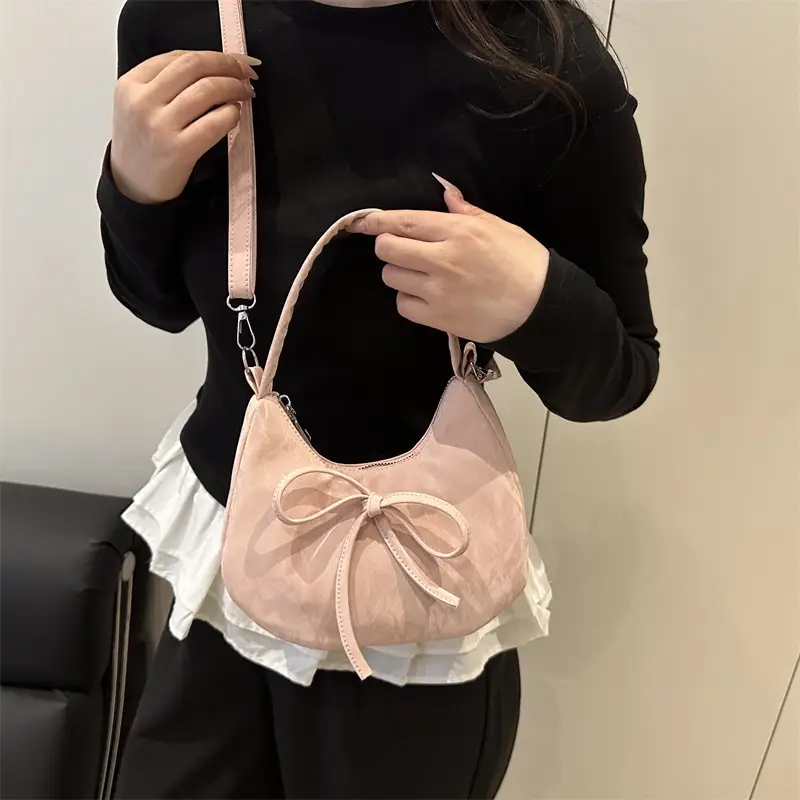 Light Blue Bow Shoulder Bag for Women - Image 8